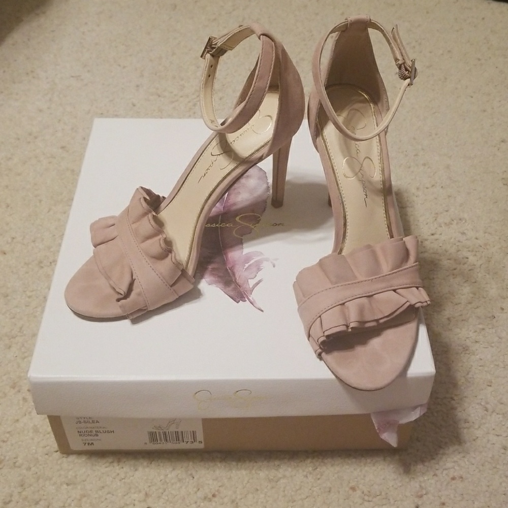 Blush Pink Jessica Simpson Ruffle Heels